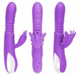 USB Charging Dual Vibration G Spot Clit Vibrator Clitoris Stimulate Vagina Massager Dildo Telescopic Swing Vibrators For Women
