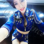 woman DS Performance Wear New Night Club Performance Uniform DJ Singer Personality Sexy Shorts Two Set