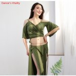 Belly Dance Costumes Women Uniforms Women Sexy Belly Dance Set Short Sleeves Practice Training Clothes Soft Yarn Red Green