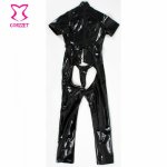 18 Sexy Costumes Latex Catsuit For Women Porn Adult Sex Leather Cut Out Bust and Crotchless Zipper Jumpsuit Erotic Lingerie