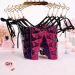 Sexy Lace Crotch Opening Printing embroidered strap Panties G-String Temptation Sexy Bikini Underwear For Women Couple lingerie