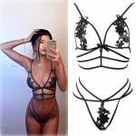 Meihuida 2pcs Women's Sexy Lace Lingerie Sleepwear Underwear Babydoll Lace Push Up Bra+G-string Exotic Sets