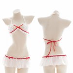 Sexy Bow Ruffles Japanese Lolita Bandage Bikini Set Sleepwear Underwear Suit Pajamas Women's Cosplay Kawaii Intimates Set