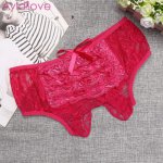 New Sexy Women Lace Crotchless Lingerie Bowknot Knickers Panties Thong G-string Transparent Underwear