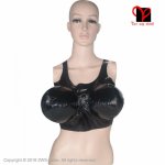 Black Sexy Latex Bra inflatable breasts crop top Rubber Lingerie Bikini Gummi bustier bralette Brassiere XXXL plus size NY-014