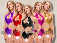 Sexy glisten Metallic PVC FAUX LEATHER Underwear Babydoll Lingerie underwear DRESS Stripper Party nightclub Skirt Apparel