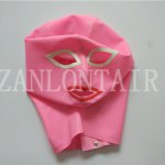 princess style sexy exotic lingerie women female girl handmade pink latex open eyes mouth hoods mask hood with trim cekc zentai