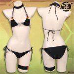 Anime Game Azur Lane Prinz Eugen Cosplay Costume Swimsuit Sexy Women Swimwear Black Bikini Set