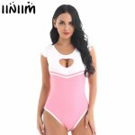 Womens Adult One Piece Bodycon Lingerie Nightwear Heart-shaped Cutout Bust Crotch Romper Jumpsuit Bodysuit Sexy Cosplay Costumes