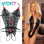 Ikoky, IKOKY Sexy Lingerie G-string Lace Siamese Perspective Three-Point Underwear Sexy Costumes Erotic Lingerie Adult Products