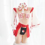 Sexy Lingerie Set Erotic Retro Kimono Witch Uniform Square Cup Strapless Micro Bra Pleated Skirt Japanese Anime Exorcist Cosplay