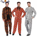 Men's Dollars Print Stand Out Suit 90s Adult Sweetie Stag Night Fancy Dress Skull Pattern Gents Suit Funny Festival Costume