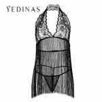 Yedinas Elegant Sexy Set Tassel Lace Mini Dress G String Exotic Set Babydoll Sexy Lingerie Nightwear Lingerie Sexy Hot Erotic