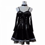 2018 Death Note Misa Amane Imitation Leather Sexy Tube Tops Lace Dress Uniform Outfit Anime Cosplay Costumes