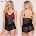 Women Sexy Spaghetti Strap Sleeveless See Through Babydoll Lingerie Set