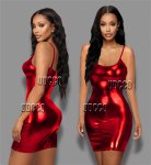 Sexy woman glisten PVC FAUX LEATHER Underwear Babydoll Lingerie Sheer DRESS Body Stocking Stripper Party nightclub Cosplay Q530