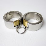 Stainless Steel Metal Bondage Handcuffs Fo Sex with Lock Slave Bdsm Wrist Restraints Hand Cuffs Fetish Wear Sex Toys for Couples