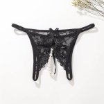 Faux Pearl Women's Sex Thongs Lace Open Crotch Exotic Panties Plus Size Transparent Lingerie Sexy Hot Erotic Panties Bragas