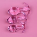 Pink Crystal Butt Plugs Set Pyrex Glass Anal Dildo Ball Bead Fake Penis Female Masturbation Sex Toy Kit For Adult Women Men Gay
