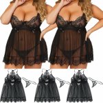 Plus Size Sexy Womens Underwear Porno Transparent Dress Woman Nightgown Babydoll Hot Erotic Costumes Lace Sex Clothes for Adults