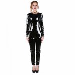 Sexy Leather Catwoman Jumpsuit Zentai Costume Vinyl PVC Leotard Latex Catsuit Crotchless Teddy Lingerie Nightclub Bodysuit