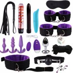 Adult Game Sex Toys For Couples Handcuffs Whip Nipples Clip Blindfold Mouth Gag Kit BDSM Bondage Toy Flirt Rope For Couples