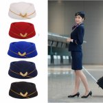 Party Role Play Cap Stewardess Uniform Cosplay Costume Prop Wool Felt Flight Attendant Beret Airline Sexy Formal Uniform Caps