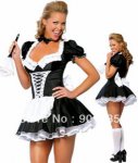 Plus Size Sexy Adult Women's  Low-Cut Neckline Dress up French Maid Uniform Servant Cosplay Fancy Dress French Maid Costume