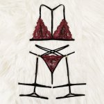 3Pcs Women Sexy Lingerie Set Erotic Lace Floral Bra with G-string Garter Porno sex Sleepwear Babydoll Langerie Exotic Underwear