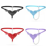 New Embroidery Sexy Crotchless Panties Erotic Lingerie For Women Massage Pearl Thongs G Strings Erotic Clothes Sexy Underwear