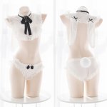 Anime Rabbit Girl Cosplay Costume Sexy Lingerie Lolita Chiffon Camisoles Set White Tops & Panties & Tail Underwear Set Wholesale