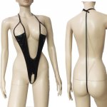 Sexy Metallic Shiny Cupless One Piece Bikini Microkini Open Crotch Swimsuit Halter Leotard Bodysuit Hot Women Lingerie