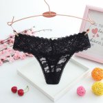 1PC Sexy Black Women G-string Thongs Lace Floral Sheer Low Waist Underwear Soft Lingerie Silk Briefs Seamless Panties Underwer