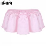 iiniim Mens Mini Skirt Sissy Panties Sexy Lingerie Soft Shiny Satin Skirted Thong String Homme Costumes Underwear Underpants