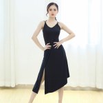 Latin Dance Strapless Sexy Dress Female Adult Clothing Summer New Slim Slit Skirt Dance Practice Uniform DQT1047