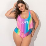 2020 New plus size rainbow High waist two piece swimsuits sexy women ruffles Bikini tankini set swimwear bathing suit 5XL