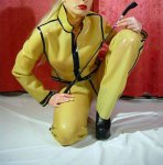 Latex Sexy All inclusive Set Yellow and Black Sexy Uniform With Collar Size XXS-XXL