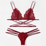 Erotic Lingerie Women's Sexy Bikini See-through Lace hollow out Underwear Temptation Three-point Suits Sexy Lingerie sex belt