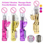 36 Frequency Rotate Powerful Rabbit Vibrator USB Charging Telescopic G Spot Massager Female Masturbation Sex Toys