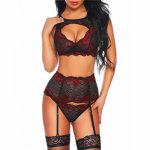 Women Lingerie Set with Garter Belts Sexy Bra and Panty Underwire Lingerie Sets