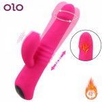 OLO Rabbit Vibrator G Spot Dildo Clitoris Stimulator Rotating Dual Vibration Female Masturbator Heating Sex Toys For Women