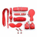 8-Piece Bondage Set Handcuffs Nipple Clamps Collars Whip Mouth Plug Gag Eyes Mask Rope BDSM Sexy Lingerie Adults Game Sex Toys