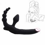 Long Dildo Vibrator for Women G Spot Stimulation Double Triple Penetration Vibrating Anal Beads Butt Plug for Lesbian Couples