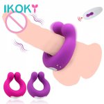 IKOKY Cock Vibrator Ring Clitoris Stimulator Massager Vibrator Sex Toys Couple Vibrator 9 Speeds Penis Clitoral Stimulation