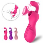 12-frequency Vagina Sucking Female Masturbation Clitoral Nipple Stimulator Rechargeable Silicone Dildo Blowjob Sex Toy for Woman