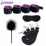 SMLOVE Sex Handcuffs With Mask and Flirting Feather Stick BDSM Bondage Set Under Bed Erotic Sex Toys for Women Couple Adult Game