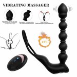 10 vibration patterns Male Prostate Remote Massager Dildo Anal Plug Vibrator Penis Ring Delay ejaculation Charging Adult Toys