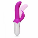 G-Spot Rabbit Vibrator with Bunny Ears Realistic Shaft and Pleasure Beads for Women Clitoral Stimulation Rotating Silicone Dildo