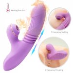 G Spot Vibrator Threaded Sex Toys For Woman Nipple Clit Sucker Heating Dildo Blowjob Stimulator Masturbator Extendable Vibrator