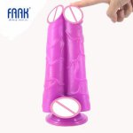 FAAK Big Double Dildo with Suction Cup Siamese Penis Deep Texture 4 Testicles Sex Toys for Women Adult Products Erotic Fetish